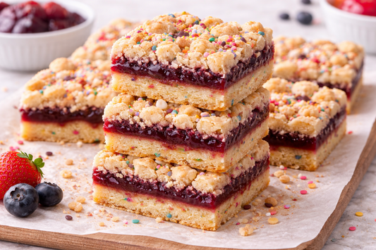 Confetti Cake Mix Berry Crumble Bars - Benevolent Bakery