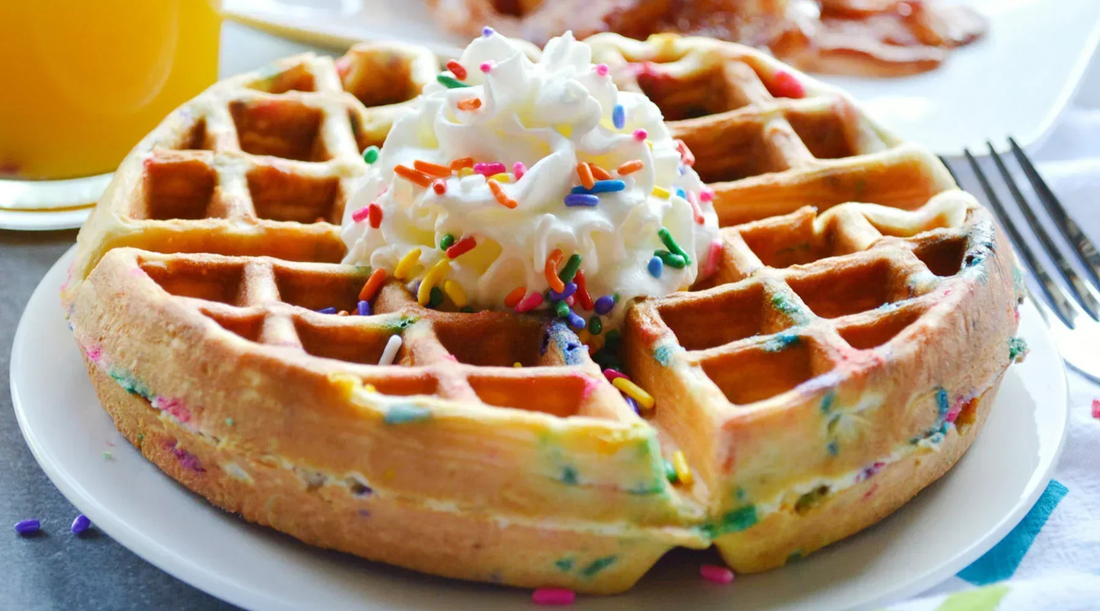 Confetti Cake Mix Waffles - Benevolent Bakery