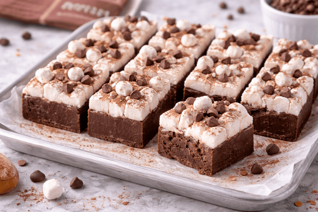 Hot Cocoa Marshmallow Fudge Bites (No-Bake) - Benevolent Bakery