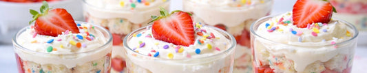 Confetti Cake Mix Strawberry Trifle Cups - Benevolent Bakery